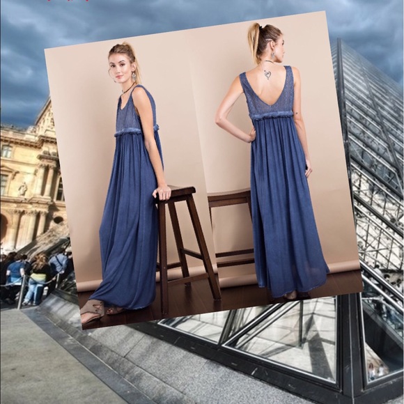 Oil Washed Maxi Dress- WASHED DENIM - Picture 3 of 3